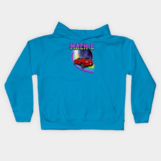 Mach-E Rides the Rainbow Galaxy in Rapid Red Kids Hoodie by zealology